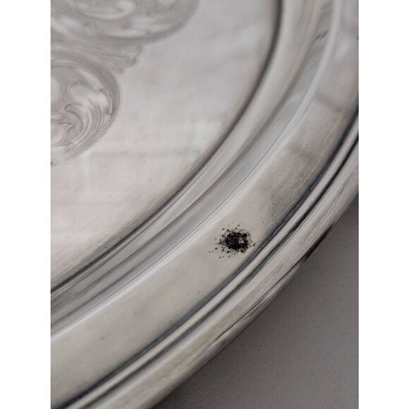 Pilgrim Silver Plate Filigree Pattern Round Serving Tray 19.5" in Diameter - Picture 5 of 7